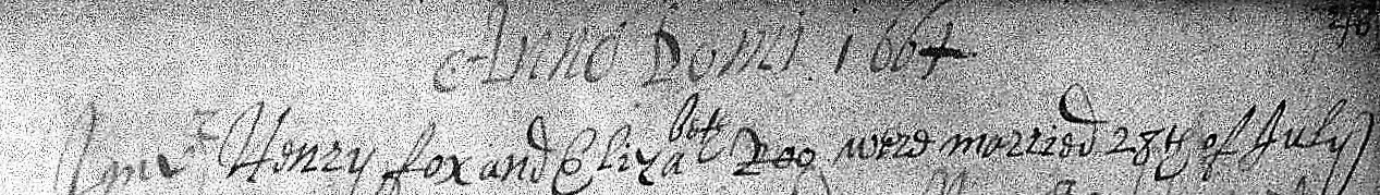 Example Pre 1754 Marriage Record